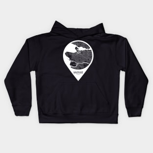 Vancouver, Canada City Map - Travel Pin Kids Hoodie